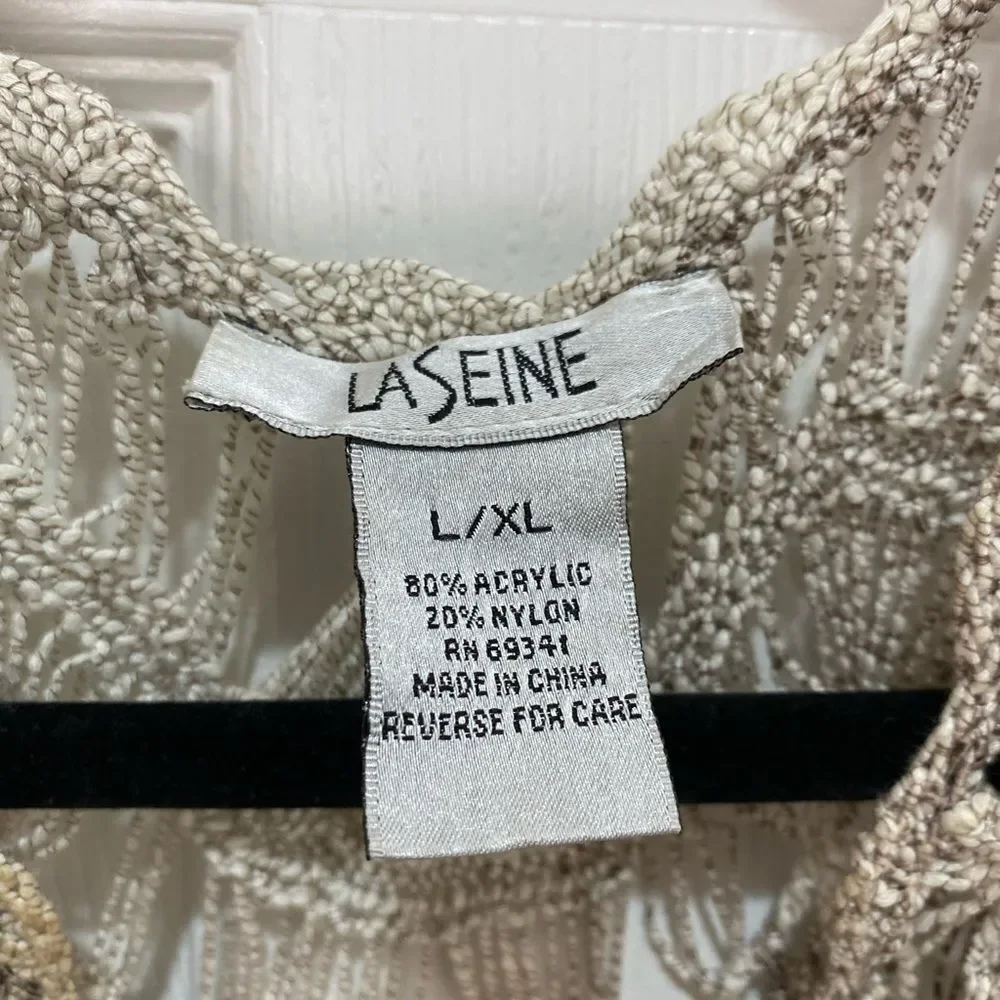 LaSeine knit crocheted sleeveless pullover sweater coverup, large/x large - Picture 10 of 11